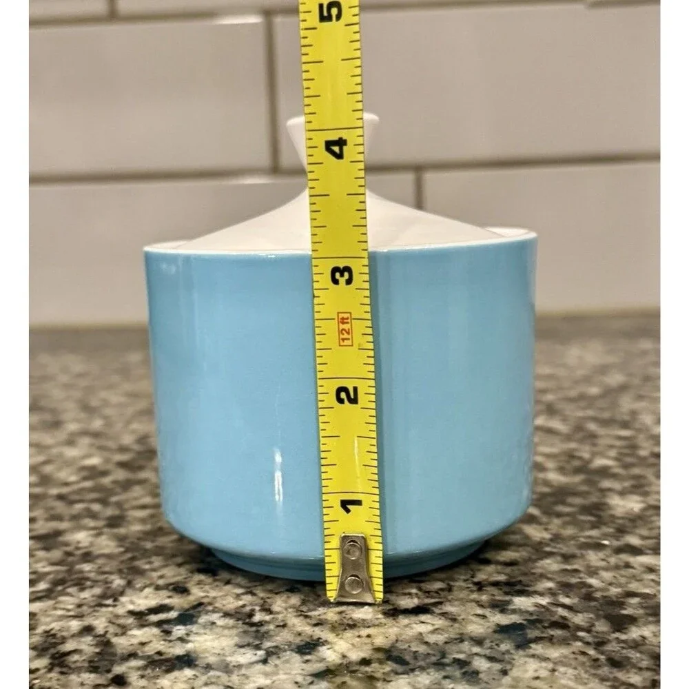 Vintage MIKASA Focus Shape Blue Sugar Bowl With Lid